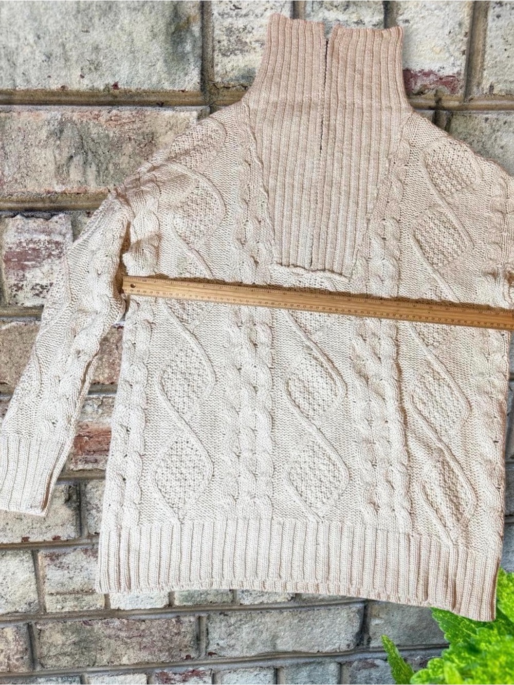 Free People Driftwood Cable Polo Sweater Ivory Large - Picture 6 of 7